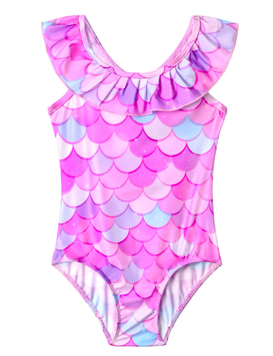 Girls Swimsuit Size 5-6 Years Old Colorful Fish Scales One Piece Breathable Bathing Suits